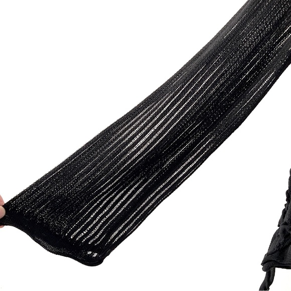 SHE’S SO incredible knit striped netted Jacket crossover style Cardigan black - Picture 5 of 14